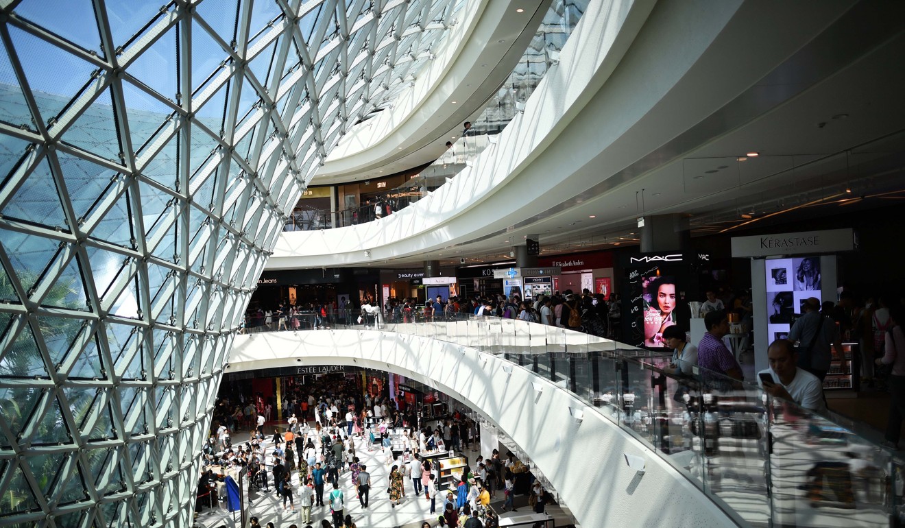 A mall in Sanya, in China’s southern Hainan Province. Millions in the country have been lifted into the consuming middle classes, as it captures higher skill, high-value-adding and higher paying segments of the global supply chain. Photo: Xinhua
