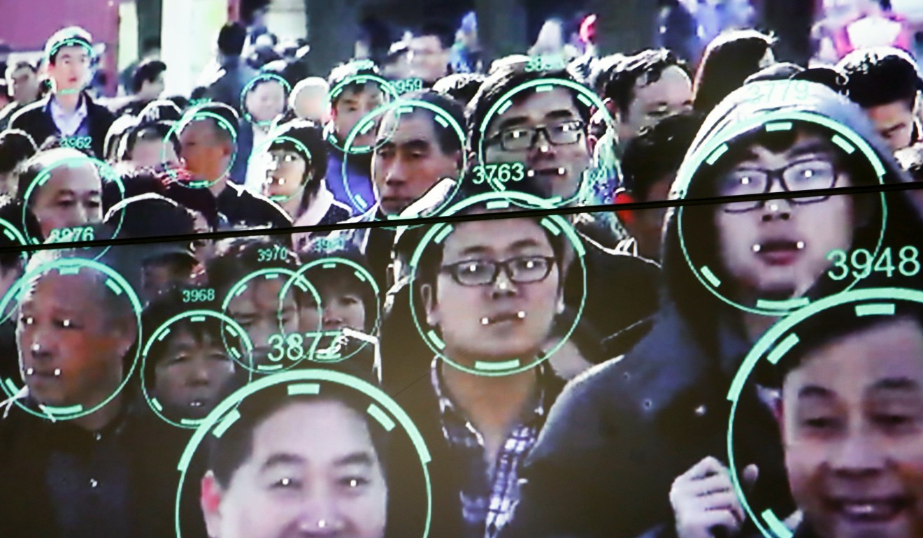 Facial recognition software on show at the Security China 2018 exhibition. Photo: Reuters