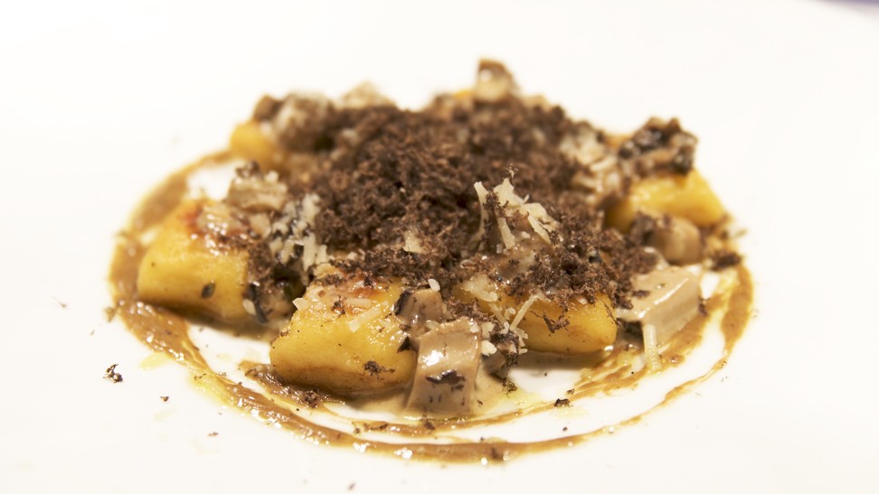 Sautéed potato gnocchi with charred Cevenne onions, served at Arcane restaurant in Central, Hong Kong.