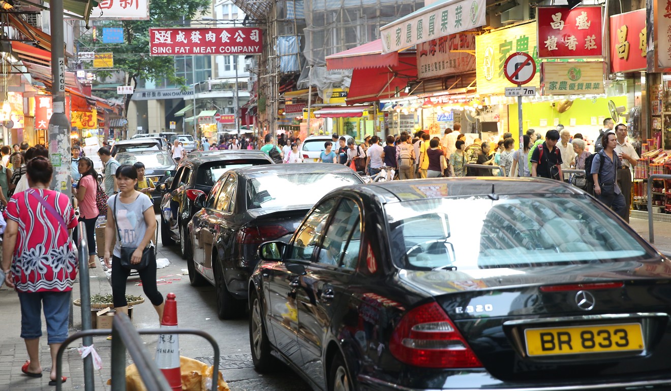 Cars parked illegally on Wan Chai Road in 2016. Photo: Sam Tsang