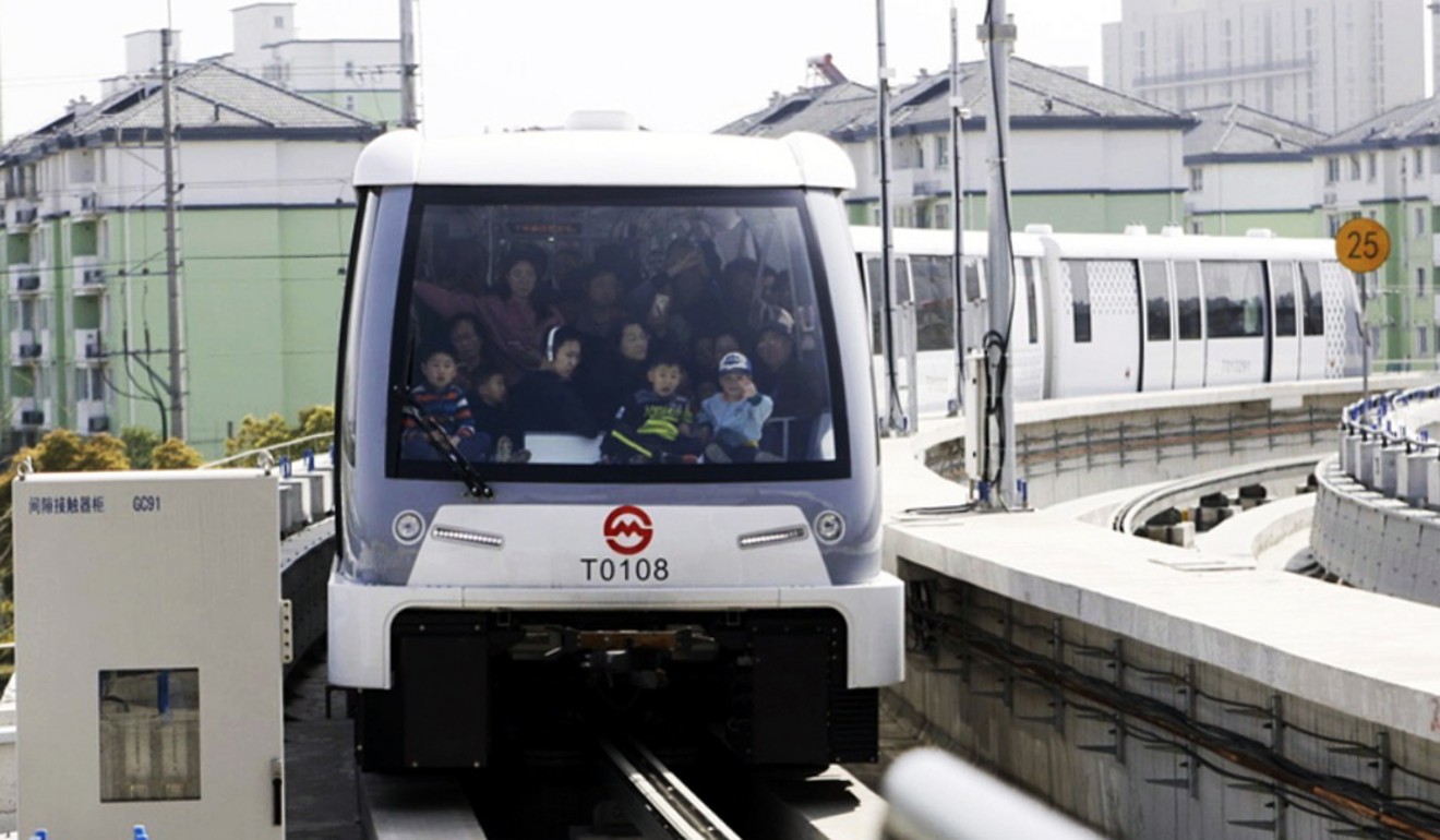 A new metro line with driverless trains was tested in Shanghai in March 2018. Photo: Weibo