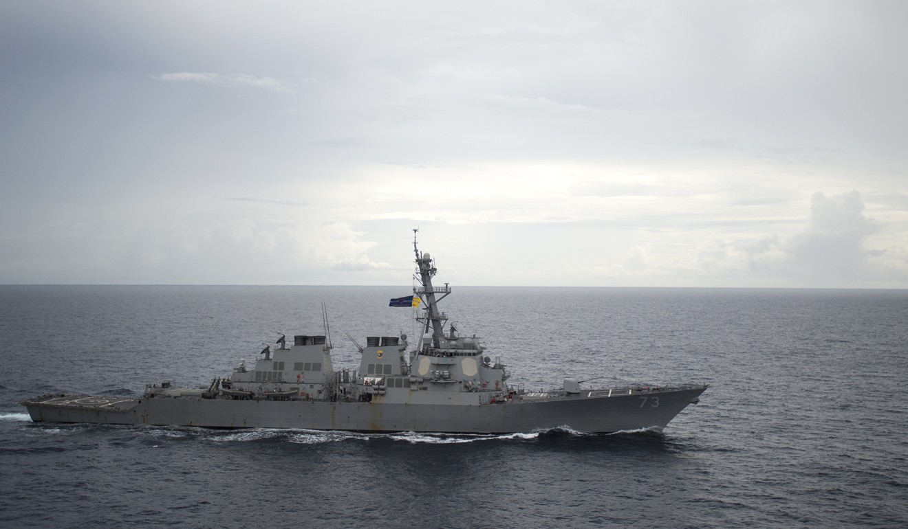 The guided-missile destroyer USS Decatur encountered a Chinese warship during an “unsafe and unprofessional manoeuvre” near Gaven Reefs in the South China Sea in October. Photo: AP