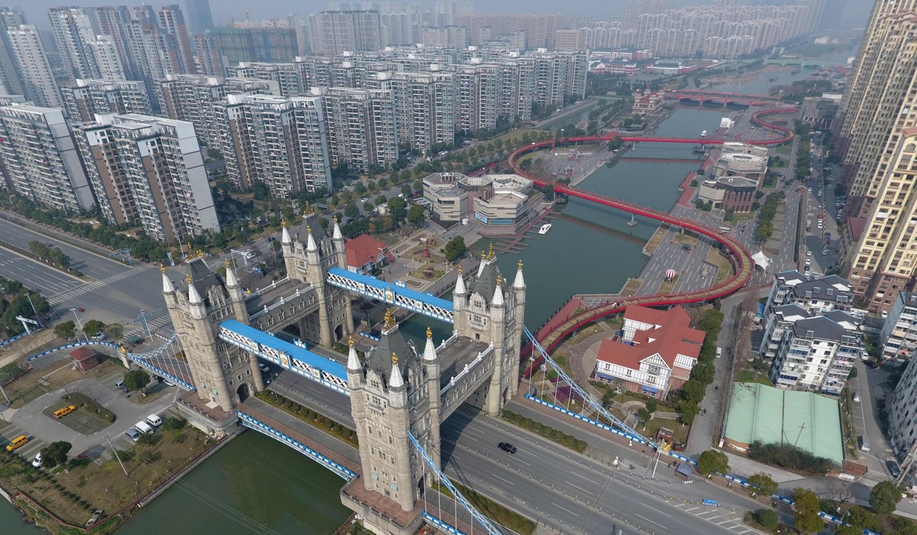 A bridge inspired by London's Tower Bridge is part of the urban geography in Suzhou, in China's eastern Jiangsu province. Photo: AFP