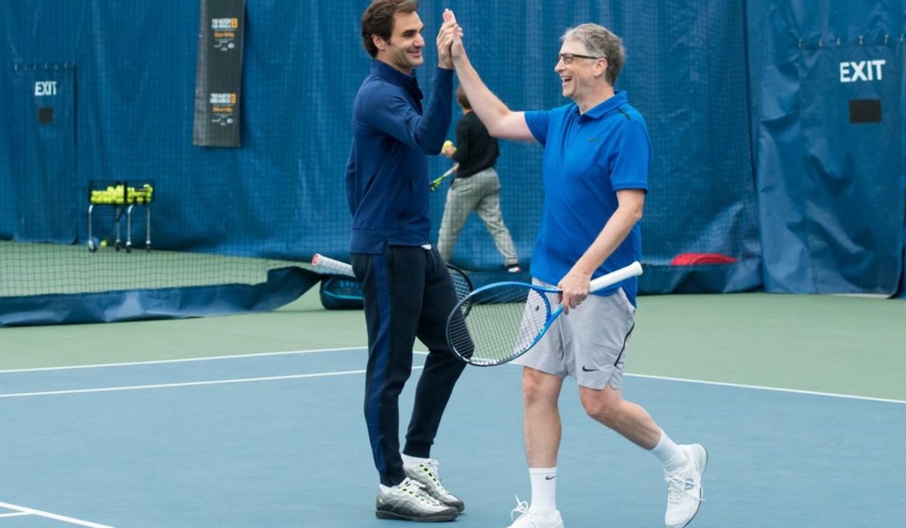 Tennis enthusiast Bill Gates (right) with Swiss tennis professional Roger Federer. Photo: Bill Gates/Facebook