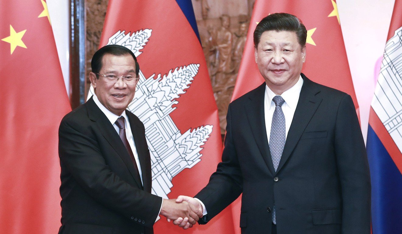 Cambodian Prime Minister Hun Sen and Chinese President Xi Jinping in Beijing. Photo: Xinhua