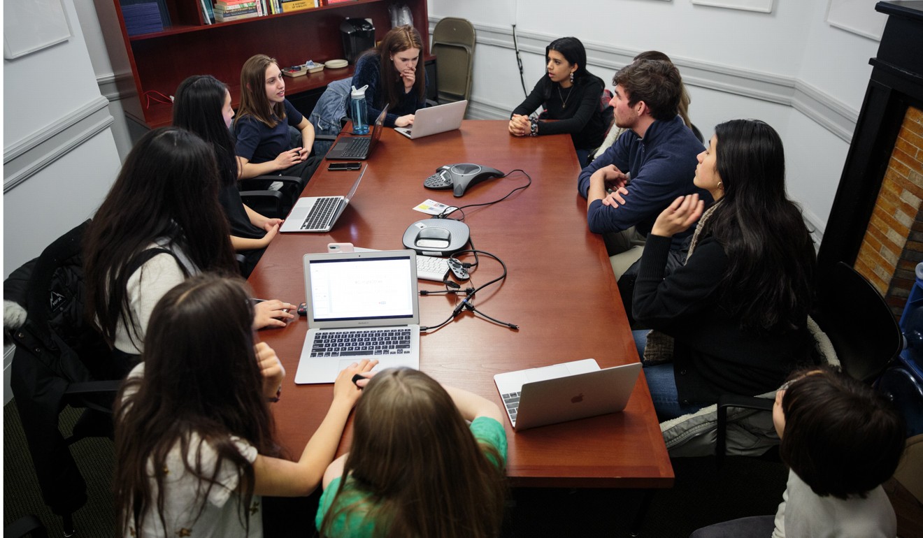 Alexandria attends a Zero Hour meeting at Columbia University with a group of high school activists from New York and New Jersey. Picture: for The Washington Post by Sarah Blesener