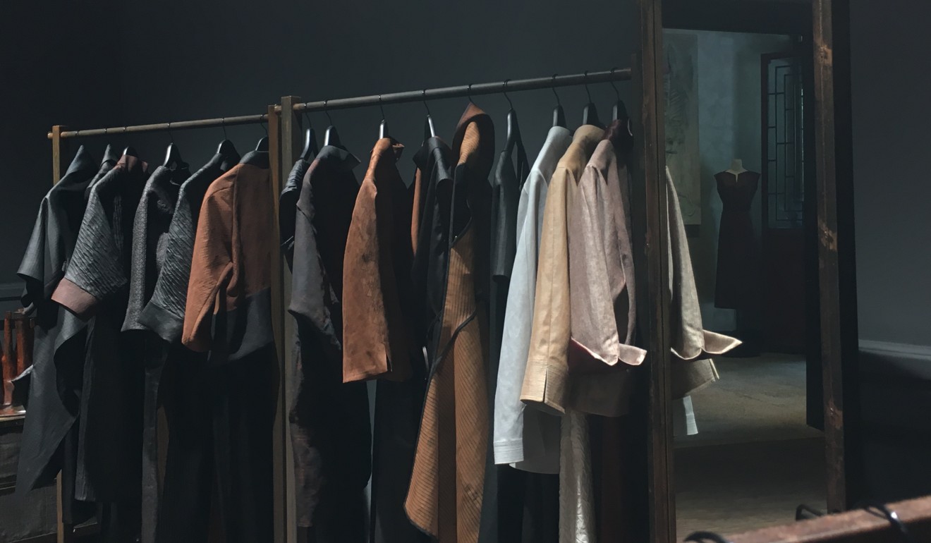 A rack of garments at Rechenberg’s studio in Beijing.