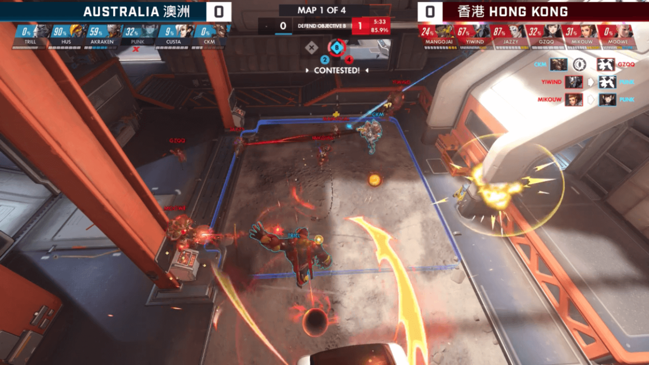 Team Hong Kong played Team Australia in a showmatch on Sunday. (Picture: MimicOmnic via Twitch)