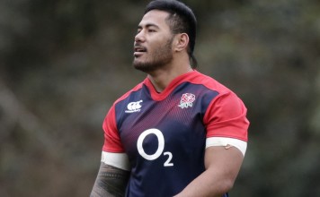 Manu Tuilagi during England training last year. Photo: Reuters