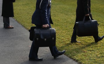 America’s “nuclear football” is carried by an aide to the president at all times. Photo: Getty Images/AFP