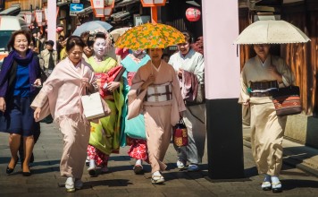 Gion, Kyoto's geisha district, is frequently inundated with tourists.