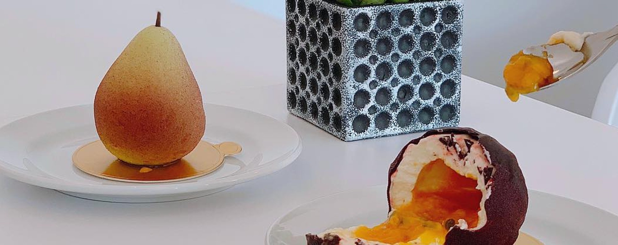 Passion Fruit & Pear from fruit series desserts at Namelaka Patisserie. Photo: Instagram @chowsc86