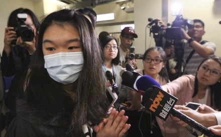 Michelle, the daughter of patient Tang Kwai-sze meets the media after the operation of liver transplant in Queen Mary Hospital in Pok Fu Lam. 09MAY17 SCMP / Felix Wong