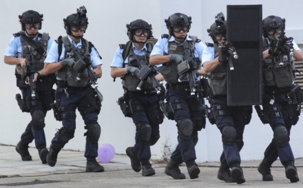 Hong Kong Police conduct an anti-terrorism drill in Kowloon Bay. Photo: Felix Wong