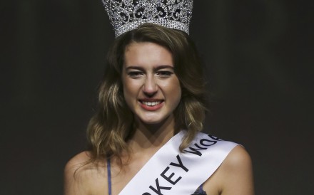 Itir Esen, 18, smiles after being crowned as Miss Turkey 2017 in Istanbul. She was later stripped of her crown for a tweet about the July 15, 2016 coup attempt. Photo: AP