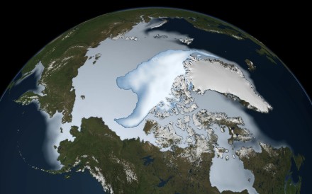 An illustration showing the coverage of sea ice across the Arctic. Photo: Alamy