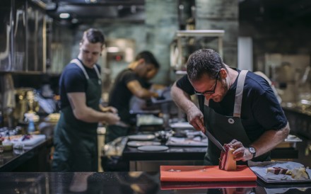 Australian chef Clayton Wells at work in the kitchen of his Singapore restaurant Blackwattle. Photo: Nikki Toh