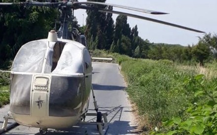 The helicopter abandoned by notorious French criminal Redoine Faid after his escape from a prison north of Paris. Photo: AP