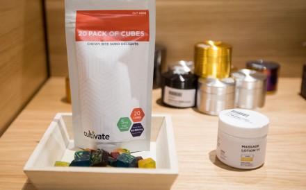 File phot of a pack of cannabis gummies on display at a dispensary in Leicester, Massachusetts. Photo: Bloomberg