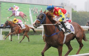 Tye Angland was the trendsetter at Sha Tin on Saturday, taking Robust Momentum to the outside fence in the first race. Photo: Kenneth Chan