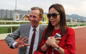 Race 10, John Siz with his wife won the class 2 over 1600m at Sha Tin on 14Feb16.