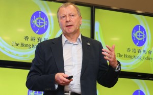 Jockey Club chief Winfried Engelbrecht-Bresges addresses the media at Saturday’s pre-season press conference at Sha Tin. Photo: Kenneth Chan