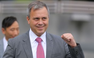 Caspar Fownes celebrates at double at Sha Tin on Saturday. Photos: Kenneth Chan