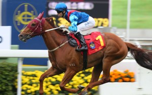 Joao Moreira guides Rapper Dragon to victory in the Classic Cup. Photo: Kenneth Chan