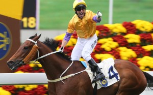 Neil Callan salutes as Peniaphobia takes out the Group Two Centenary Sprint Cup in January. Photos: Kenneth Chan