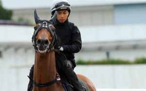 Matthew Poon rides Solar Hei Hei at trackwork this week, one of five rides for his boss David Hall. Photos: Kenneth Chan.