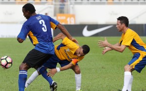 Joao Moreira tussles with a rival in the 2016 contest as fellow jockey Brett Prebble looks on. Photos: Edward Wong.