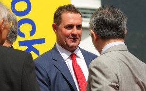 Trainer Michael Freedman gets congratulated by owners after Endearing’s win. Photos: Kenneth Chan