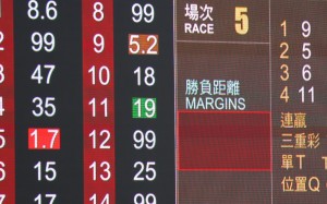 The tote board from race five at Sha Tin on Saturday. Photos: Kenneth Chan