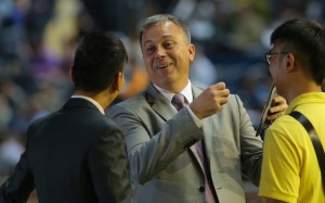 Caspar Fownes celebrates his treble with his team. Photos: Kenneth Chan