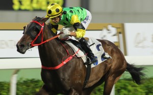 Joao Moreira guides Nothingilikemore to victory in October. Photos: Kenneth Chan