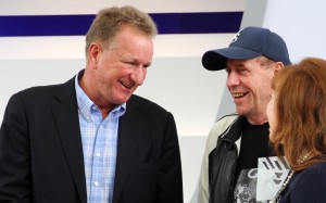 Tony Millard is all smiles as he talks to trainer John Size after Singapore Sling drew barrier three for Sunday’s BMW Hong Kong Derby. Photos: Kenneth Chan