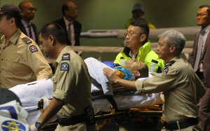 Umberto Rispoli is taken to hospital after a fall at Happy Valley in November 2016. Photos: Kenneth Chan.