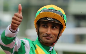 Karis Teetan celebrates his win on Namjong Plus at Sha Tin on Sunday. Photos: Kenneth Chan.