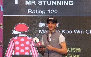 Sam Clipperton draws barrier three for Mr Stunning in the Champion's Sprint Prize. Photos: Kenneth Chan