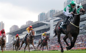William Buick guides Pakistan Star to victory in the QE II Cup. Photos: Kenneth Chan