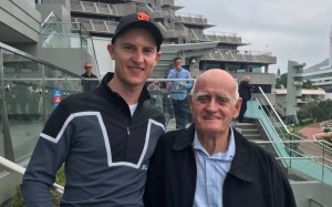 Jockey Zac Purton with former master Trevor Hardy at Sha Tin ahead of HKIR. Photo: Adam Campton