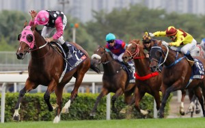 Zac Purton guides Beauty Generation to victory in the Hong Kong Mile. Photos: Kenneth Chan