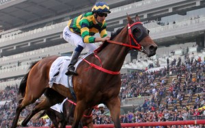 Hugh Bowman races clear to win the Hong Kong Classic Mile (1,600m) on Furore on Sunday. Photos: Kenneth Chan