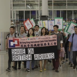 'BA, BA, shame, shame, shame,' the protesters chanted throughout their hour-long demonstration. Photo: SCMP
