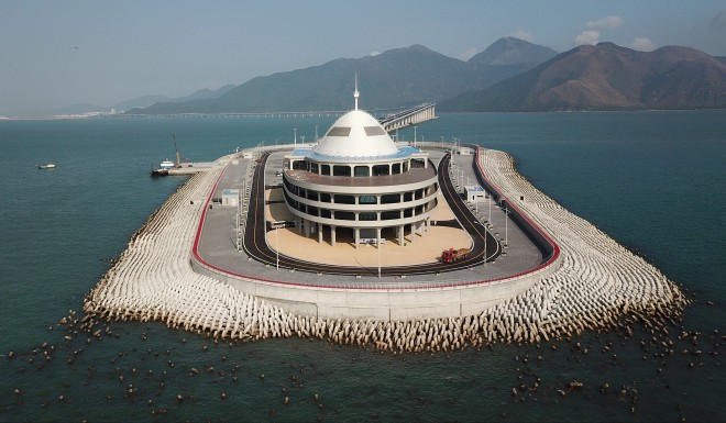 The island houses a link between a bridge and an undersea tunnel.