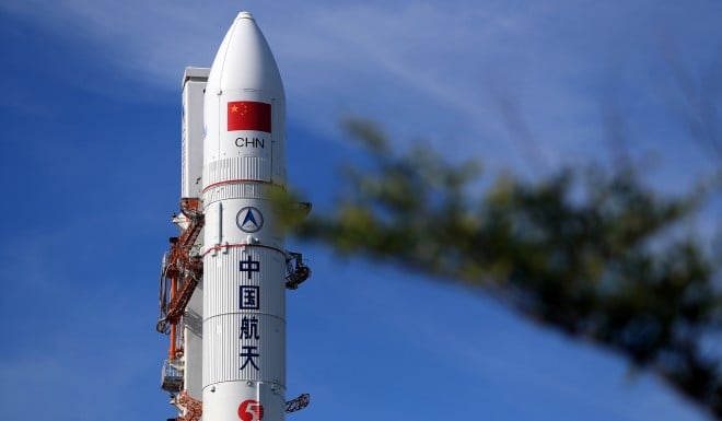 Long March-5 rocket at Wenchang Space Launch Center in southern Hainan province, days before its launch and demise.