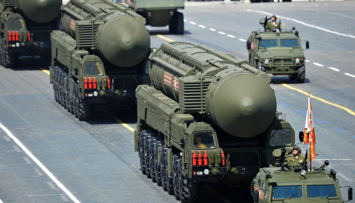 A Russian Yars RS-24 intercontinental ballistic missile system. Photo: AFP