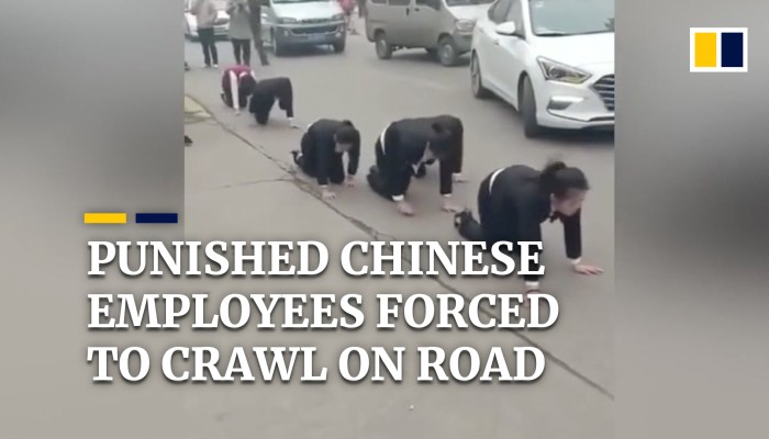 Chinese employees forced to crawl on busy road as punishment | South China Morning Post