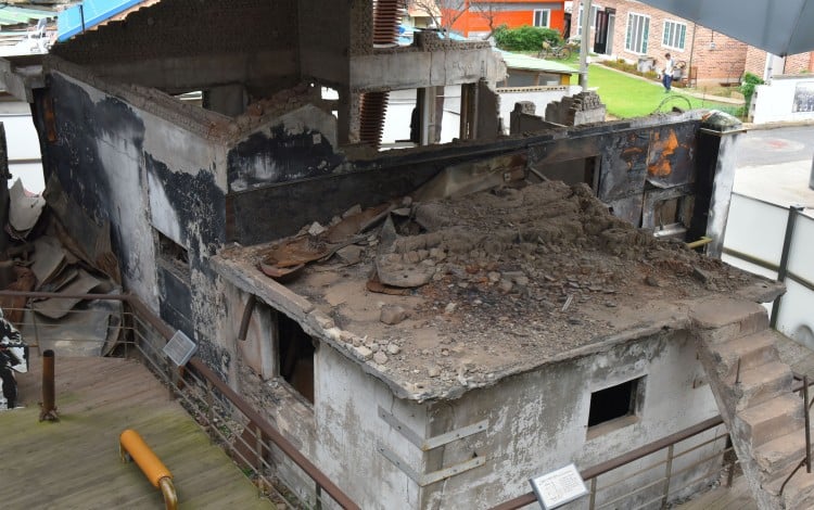 The remains of a house destroyed in North Korea's 2010 attack on Yeonpyeong island. Photo: Kim Jae-hwan