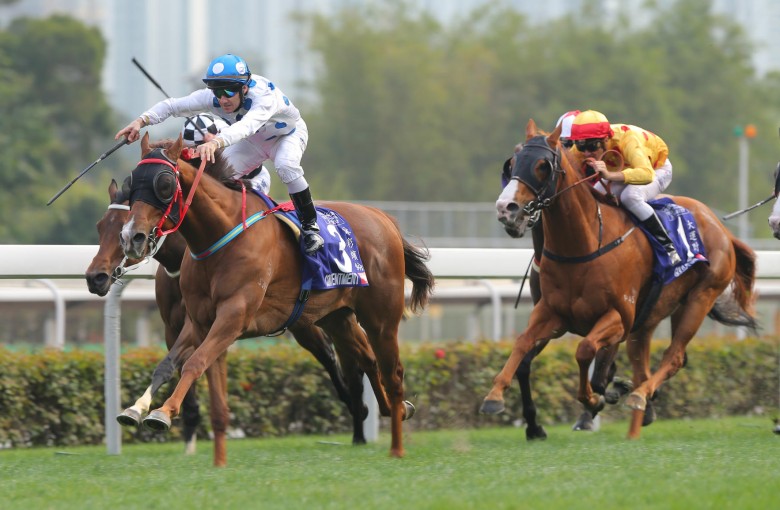 Brett Prebble drives Contentment to win the Queen's Silver Jubilee Cup last start, the horse's first Group One success. He can take the Chairman's Trophy today. Photo: Kenneth Chan